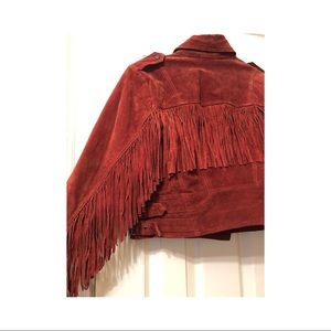 Suede Moto Jacket with fringe- (L)